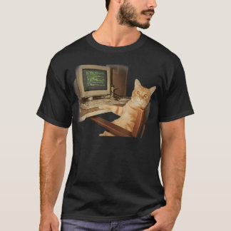 T-shirt Chat d'ordinateur rétro drôle de science