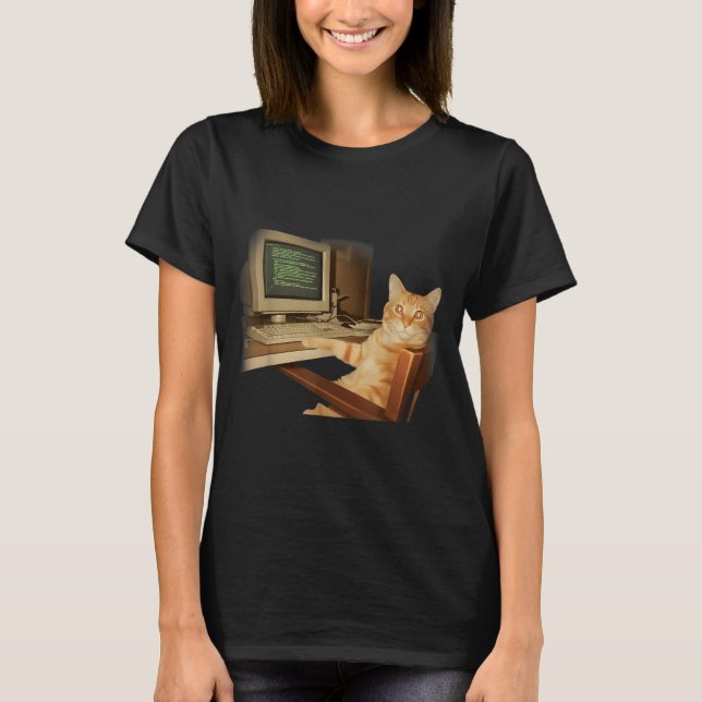 T-shirt Chat d'ordinateur rétro drôle science mème hommes  (Devant)