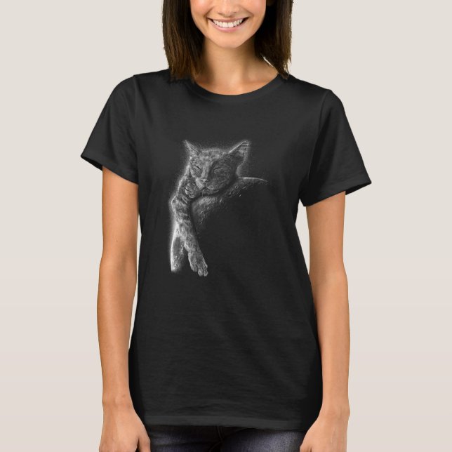 T-shirt Chat dormant sur la Lune Lune endormie Chat endorm (Devant)