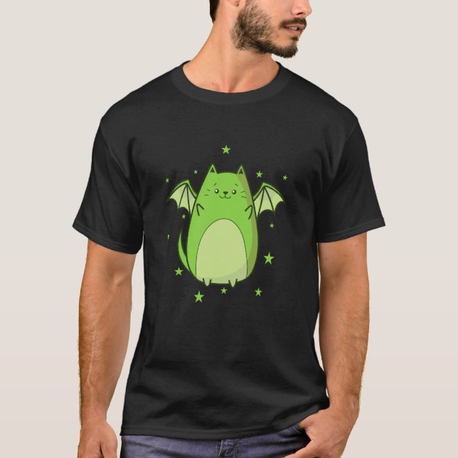 T-shirt chat Dragon Chauve-souris Fable Créature Conte de  (Devant)