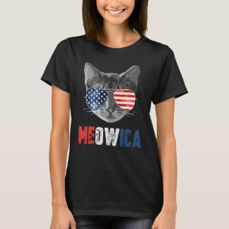 T-shirt Chat drapeau américain 4 juillet Meowica
