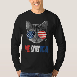 T-shirt Chat drapeau américain 4 juillet Meowica