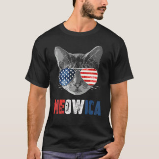 T-shirt Chat drapeau américain 4 juillet Meowica