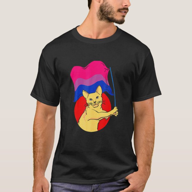 T-shirt Chat drapeau bisexuel amour non binaire (Devant)