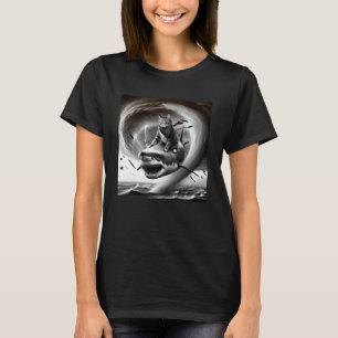 T-shirt Chat drôle à cheval sur un requin dans le mème de