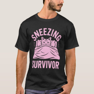 T-shirt Chat Drôle à l'Écoulement Nasal Survivant d'Éternu