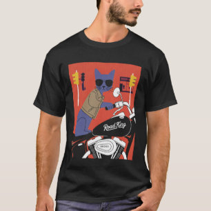T-shirt Chat Drôle à Vélo Moto Manches Longues