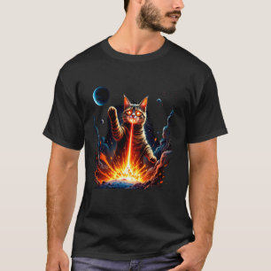 T-shirt Chat drôle amoureux de l'espace qui crache du feu,