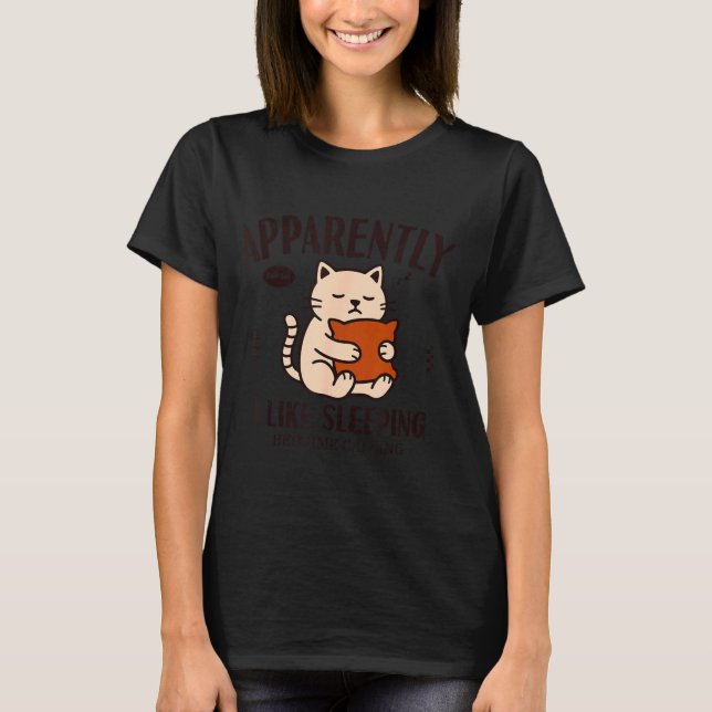 T-shirt Chat Drôle Apparemment, J'Aime Sleeng  (Devant)