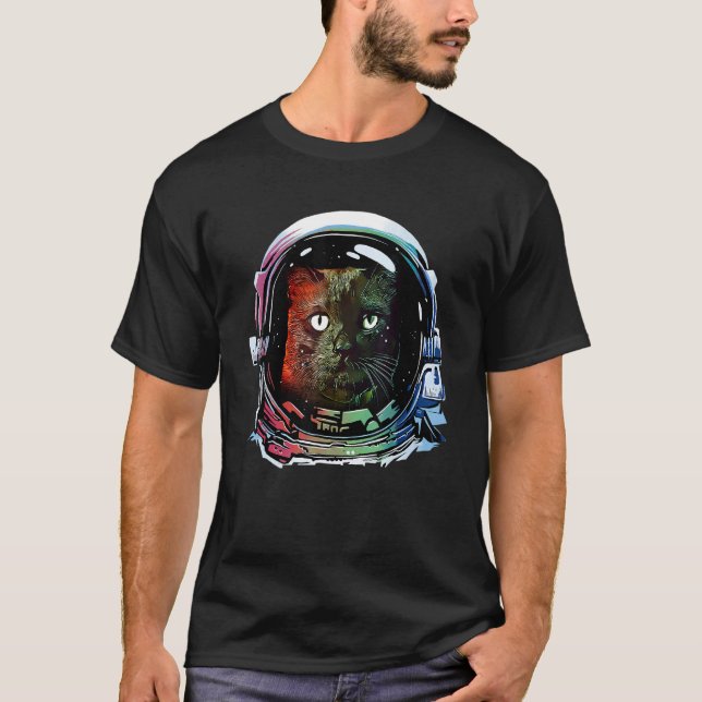 T-shirt Chat Drôle Astronaute Espace Amateur de Chat Rétro (Devant)