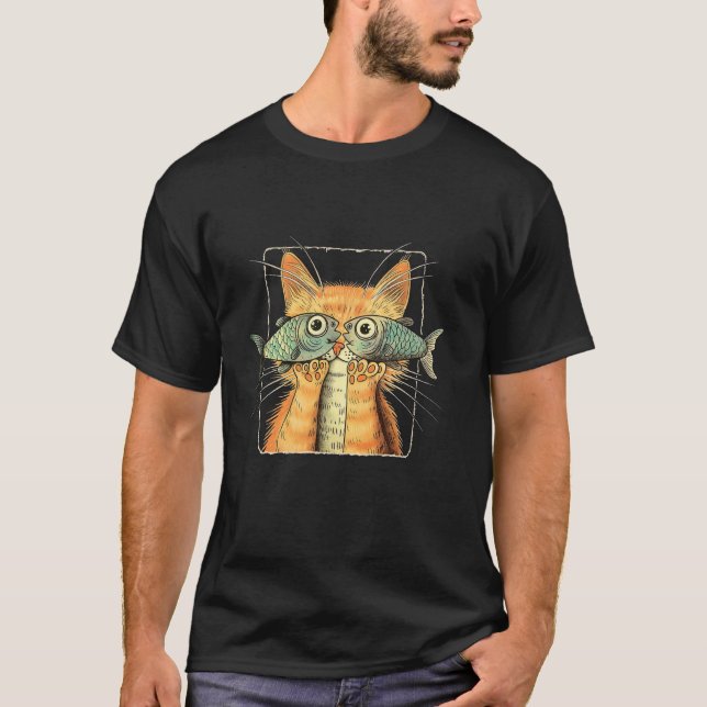 T-shirt Chat drôle aux yeux de poisson (Devant)
