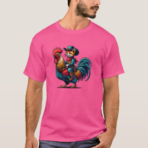 T-shirt Chat Drôle Avec Casquette Cowboy Et Bottes À Rider