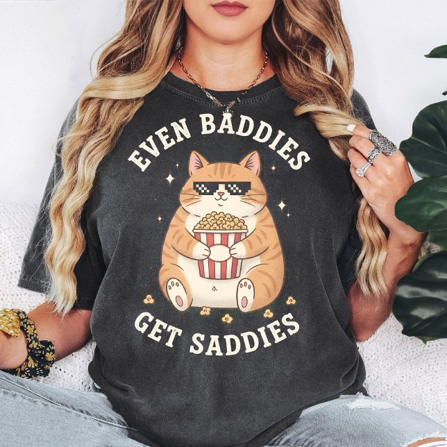 T-shirt Chat Drôle Avec Du Popcorn "Même Les Méchants Sont (Créateur téléchargé)