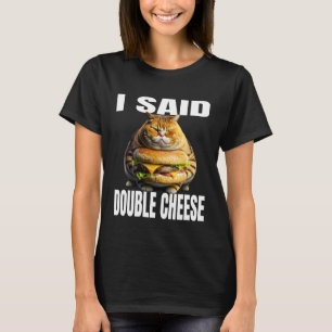 T-shirt Chat Drôle Avec Hamburger J'Ai Dit Chat Double Fro
