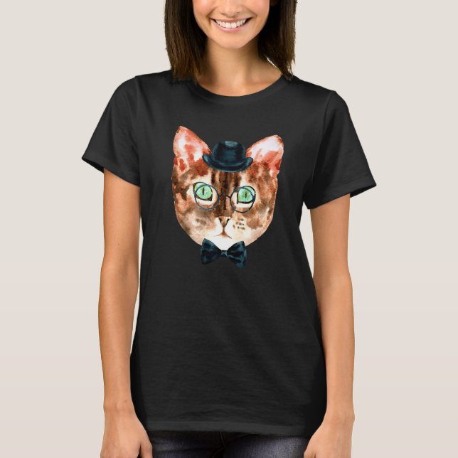 T-shirt Chat Drôle Avec Lunettes (Devant)