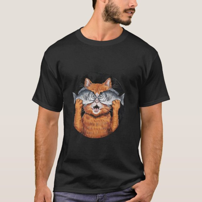 T-shirt chat drôle avec poisson incroyable chaton pour per (Devant)