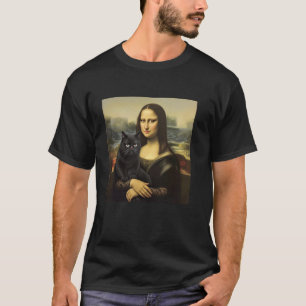 T-shirt Chat Drôle Avec Portrait De Kitty Mona Lisa Art Pe