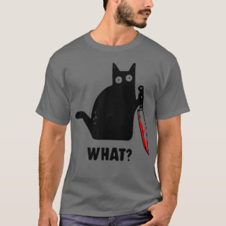T-shirt Chat drôle avec un couteau QUOI