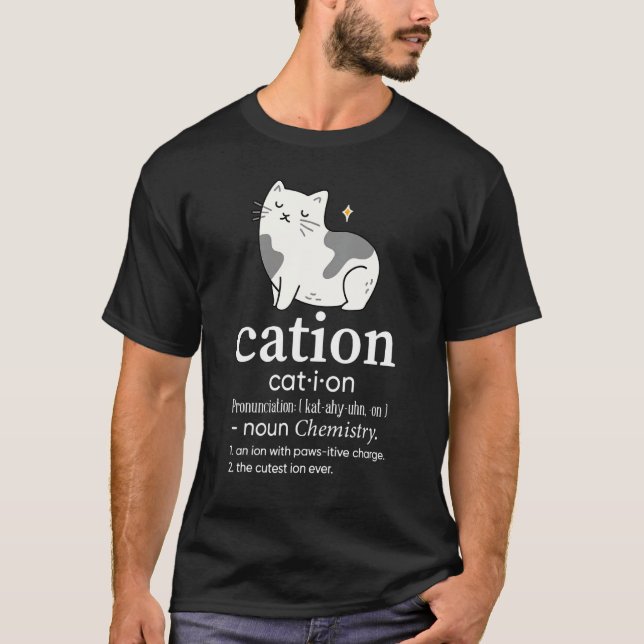 T-shirt Chat Drôle Cation Un lon Avec Charge Positive aux  (Devant)