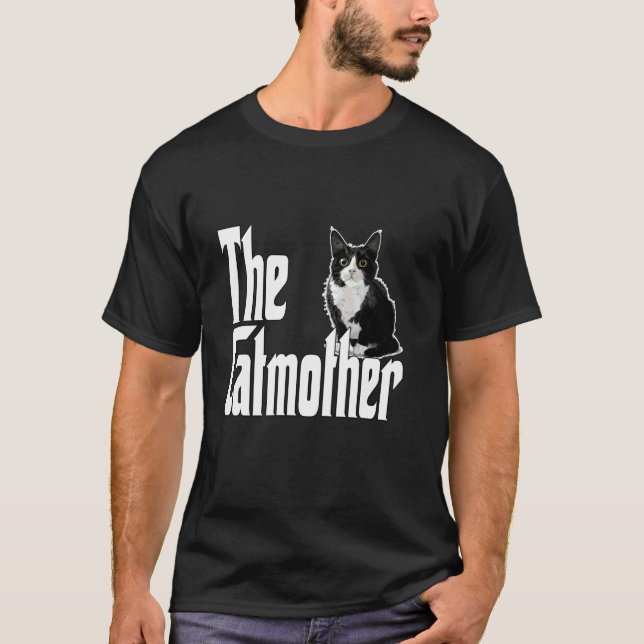 T-shirt Chat drôle Chatmère Chat noir et blanc Mère Kit (Devant)