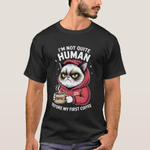 T-shirt Chat Drôle Chats Chatons Buveur de Café Sarcastiqu