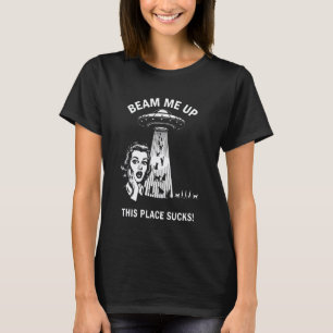T-shirt Chat Drôle Chats Chatons Rétro UFO Bateau Spatial