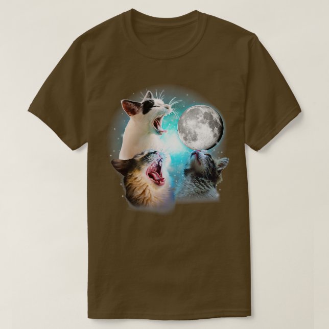 T-shirt Chat drôle, Chats Meowling À La Lune, Amoureux des (Design devant)