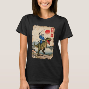 T-shirt Chat drôle chevauchant l'art japonais Ukiyo-e Samo