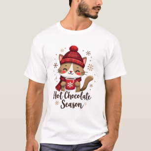 T-shirt Chat Drôle Chocolat Chaud Saison Joyeux Noël Maman