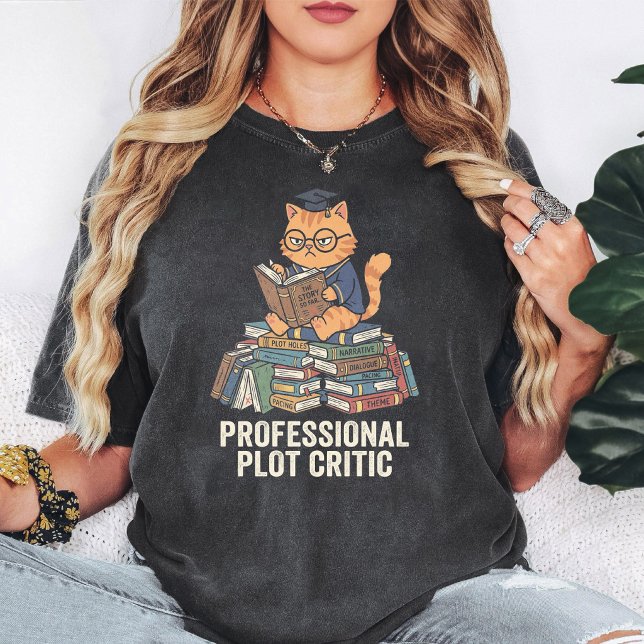 T-shirt Chat Drôle Critique de Plot Professionnel Diplômé  (Créateur téléchargé)