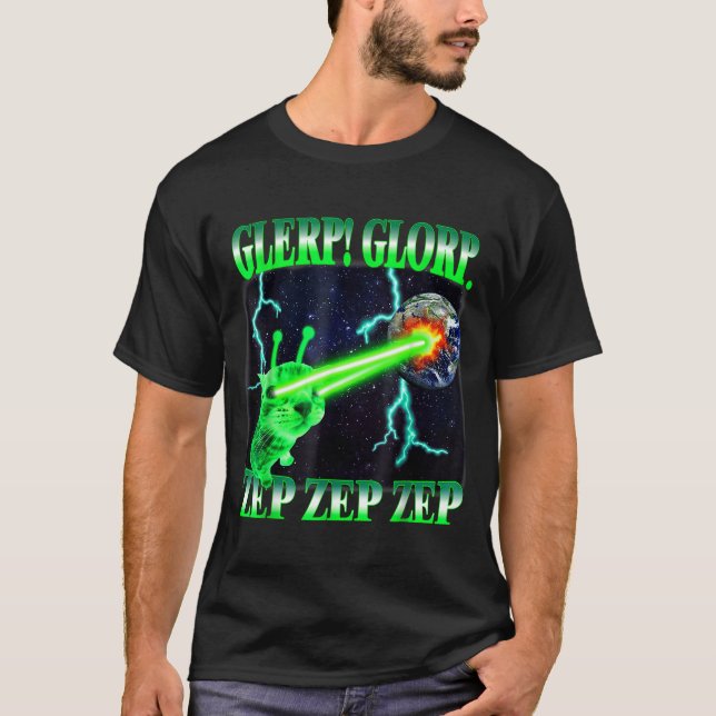 T-shirt Chat drôle d'alien mème Glerp Glorp Gnarp Chat Drô (Devant)