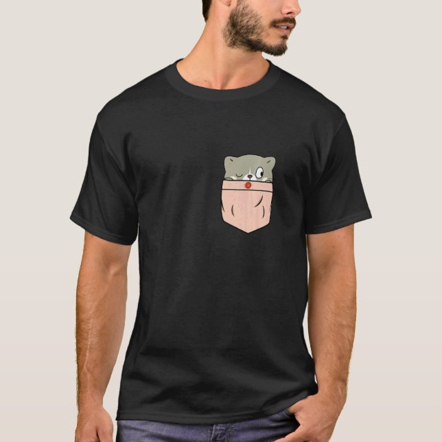 T-shirt Chat Drôle dans la Poche - Kitty dans la Poche - A (Devant)
