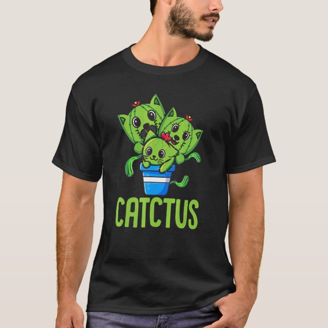 T-shirt Chat drôle de cactus chaton (Devant)