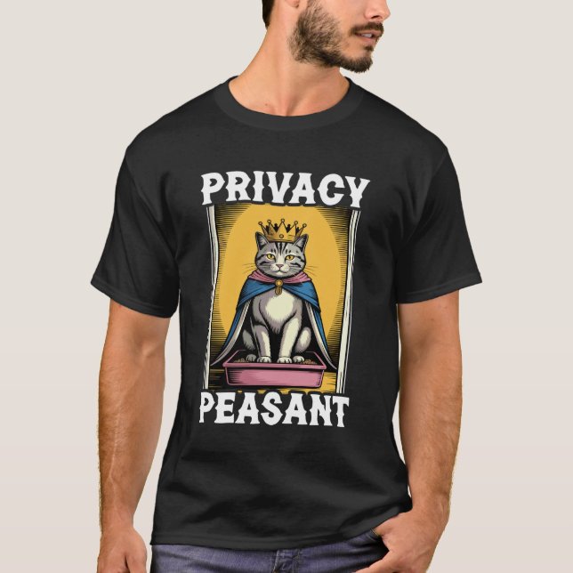 T-shirt Chat drôle de confidentialité Paysan Chat Litière  (Devant)