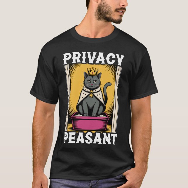 T-shirt Chat drôle de confidentialité Paysan Chat Litière  (Devant)