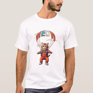 T-shirt Chat drôle de parachutisme