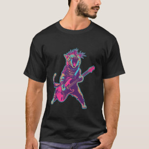 T-shirt Chat drôle de punk rock jouant de la musique à la