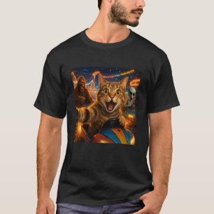 T-shirt Chat drôle de selfie avec Big Foot & Alien Bumper