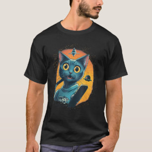 T-shirt Chat drôle de selfie avec UFO Alien Space Flying S
