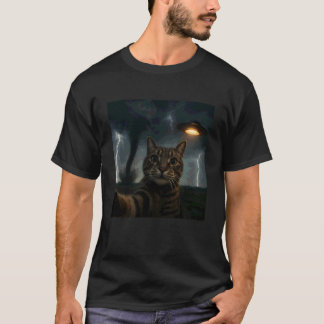 T-shirt Chat drôle de selfie avec un extraterrestre de OVN