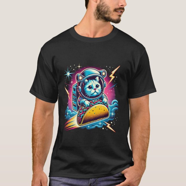 T-shirt Chat drôle de taco spatial fou (Devant)