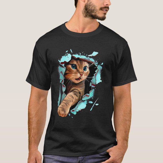 T-shirt Chat Drôle Déchirant Graphique Griffe Créatif (Devant)