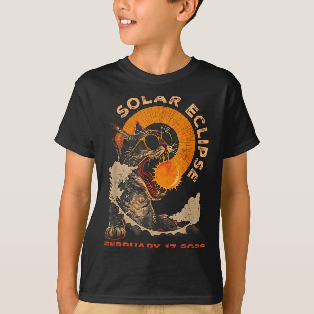 T-shirt Chat drôle d'éclipse solaire 17 février (Devant)