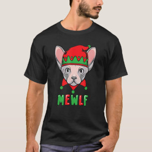 T-shirt Chat drôle d'elfe de Noël Costume Mewlf Fam appari
