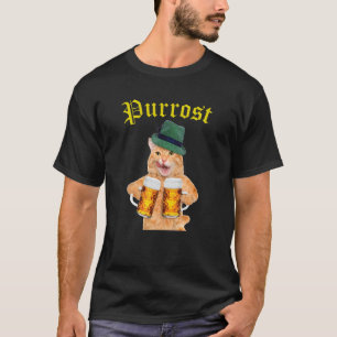 T-shirt Chat drôle d'Oktoberfest - Minou buvant de la bièr