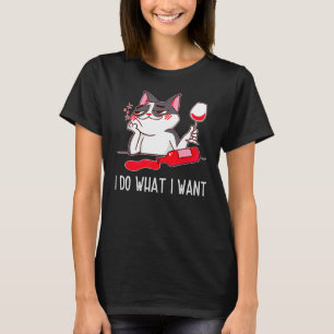 T-shirt Chat Drôle Drunk Boire du vin