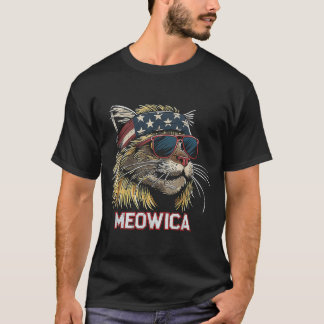 T-shirt Chat - Drôle du 4 juillet Drapeau américain Fête d