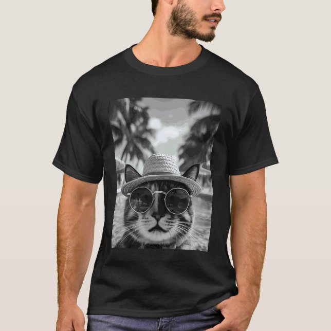 T-shirt Chat Drôle Écaillé Selfie Chat Vacances D'Été (Devant)