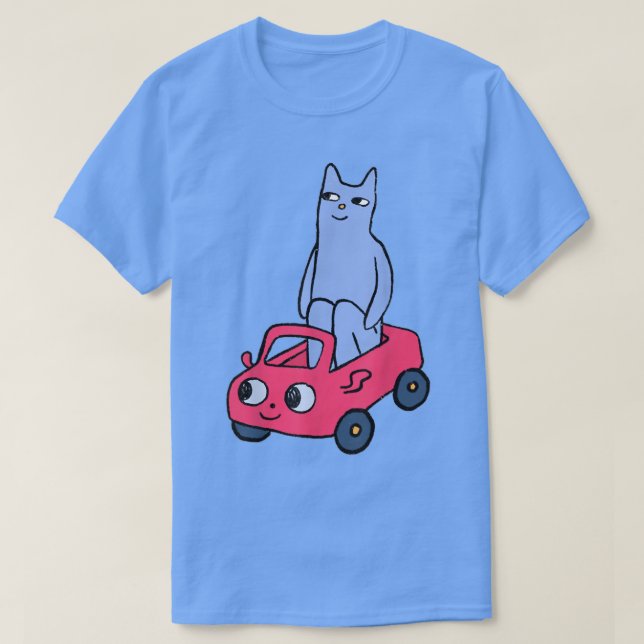 T-shirt Chat drôle en voiture  (Design devant)