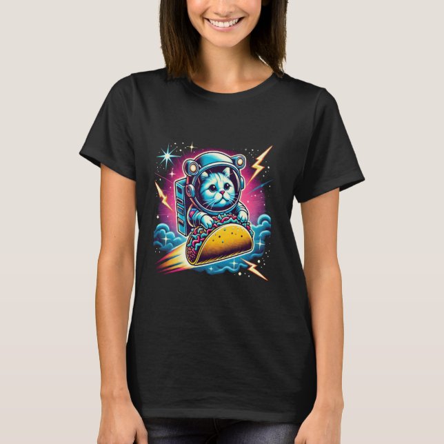 T-shirt Chat Drôle Espace Taco Fou (Devant)
